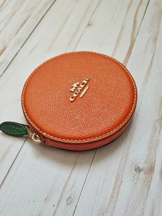 Coach Orange Coin Purse Zip Pouch - Picture 7 of 9